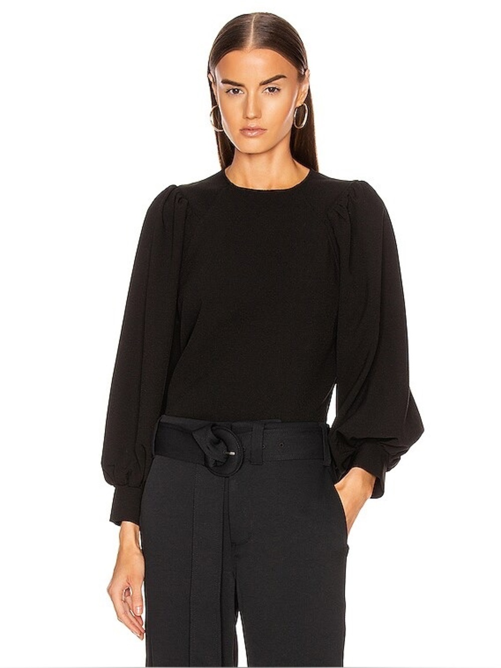 Ganni revolve ssense modern Black Balloon Sleeve chic boho minimalist romantic